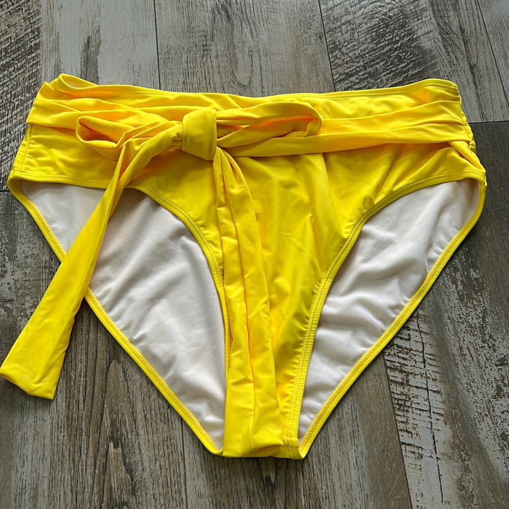 Bright high waisted bikini bottoms